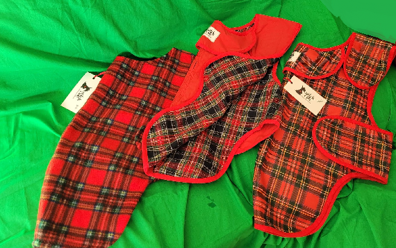 Red Waterproof with tartan brushed cotton lining